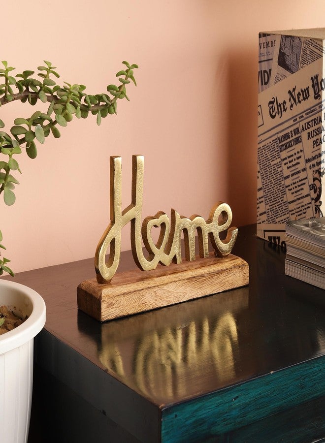 HEYEARTH Words Home Sign Decor | Metal Word Sign Board Centerpiece | Home Decor For Living Room, Bedroom, Kitchen (Gold, 7.8 x 2.2 x 5 Inches) - Image 1